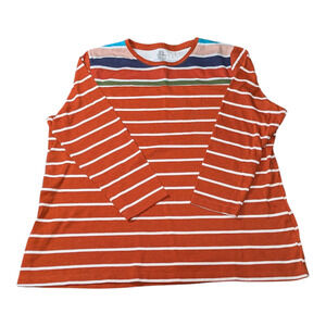 Kim Rogers - Long Sleeve - Striped Shirt - Size XL - Copper/Orange Striped